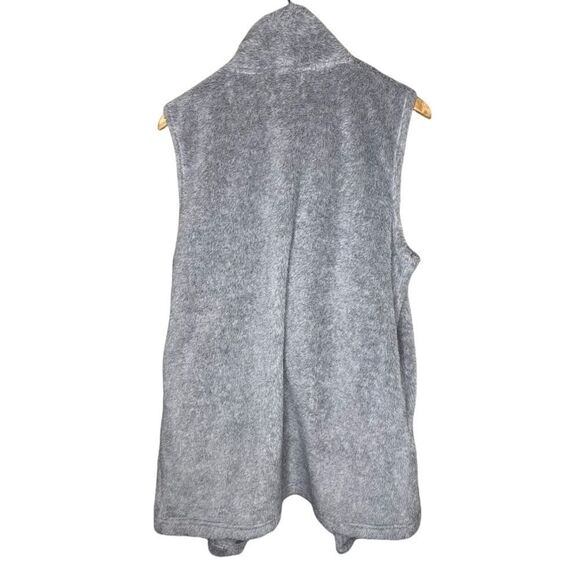 ⭐️TEDDY VEST OVERSIZED GREY OPEN FRONT FUZZY FLEECE FURRY SMALL Rene Rofe - Picture 3 of 4